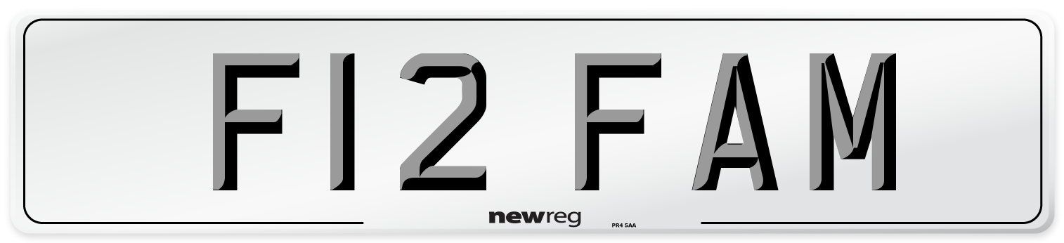 F12 FAM Number Plate from New Reg